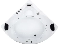 Vasca idromassaggio angolare con LED SENADO 205 x 150 cm Bianco
