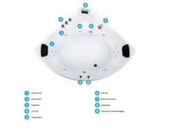 Vasca idromassaggio angolare con LED SENADO 205 x 150 cm Bianco