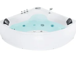 Vasca idromassaggio angolare con LED SENADO 205 x 150 cm Bianco