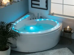 Vasca idromassaggio angolare con LED PELICAN 206 x 165 cm Bianco