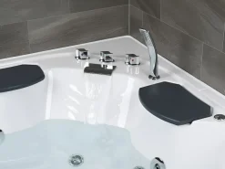 Vasca idromassaggio angolare con LED CUYABENO 211 x 150 cm Bianco