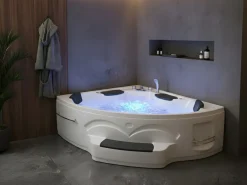 Vasca idromassaggio angolare con LED CUYABENO 211 x 150 cm Bianco