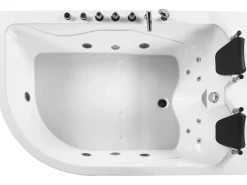 Vasca idromassaggio angolare con LED CALAMA Lato Sinistro 180 x 120 cm Bianco