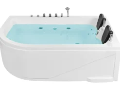 Vasca idromassaggio angolare con LED CALAMA Lato Sinistro 180 x 120 cm Bianco