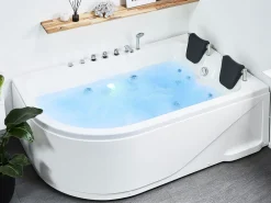 Vasca idromassaggio angolare con LED CALAMA Lato Sinistro 180 x 120 cm Bianco