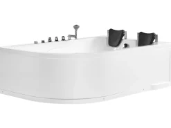 Vasca idromassaggio angolare con LED CALAMA Lato Sinistro 180 x 120 cm Bianco