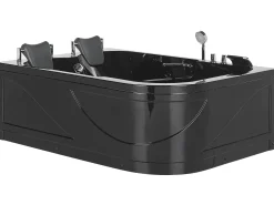 Vasca idromassaggio angolare con LED BAYAMO Lato destro 170 x 120 cm Nero