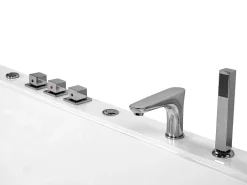 Vasca idromassaggio angolare con LED SALAMANCA 183 x 142 cm Bianco