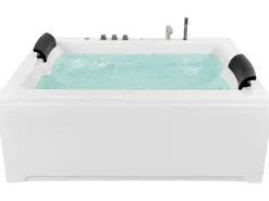 Vasca idromassaggio angolare con LED SALAMANCA 183 x 142 cm Bianco