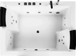 Vasca idromassaggio angolare con LED SALAMANCA 183 x 142 cm Bianco