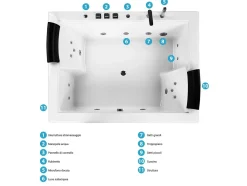 Vasca idromassaggio angolare con LED SALAMANCA 183 x 142 cm Bianco