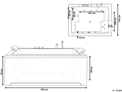 Vasca idromassaggio angolare con LED SALAMANCA 183 x 142 cm Bianco