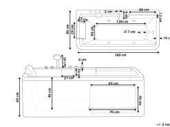 Vasca idromassaggio angolare CAMALU 180 x 86 cm Bianco