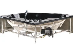 Vasca idromassaggio angolare con LED CUYABENO 211 x 150 cm Nero