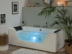 Vasca idromassaggio angolare con LED SAMANA 174 x 79 cm Bianco