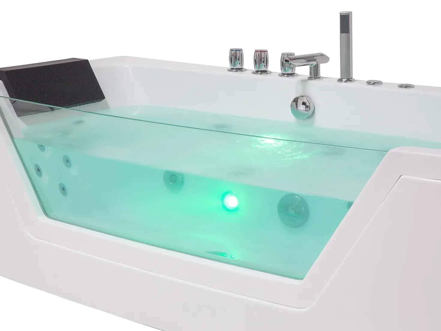 Vasca idromassaggio angolare con LED SAMANA 174 x 79 cm Bianco