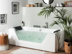 Vasca idromassaggio angolare con LED SAMANA 174 x 79 cm Bianco