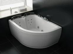 Vasca idromassaggio angolare con LED PARADISO Lato destro 158 x 113 cm Bianco