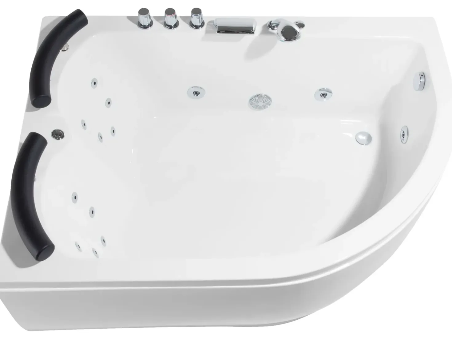 Vasca idromassaggio angolare con LED PARADISO Lato destro 158 x 113 cm Bianco