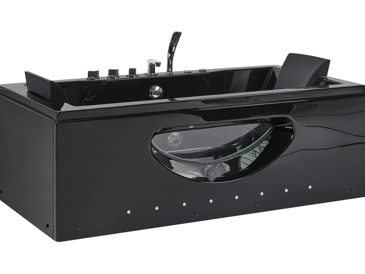 Vasca idromassaggio angolare con LED HAWES 180 x 90 cm Nero