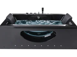 Vasca idromassaggio angolare con LED HAWES 180 x 90 cm Nero