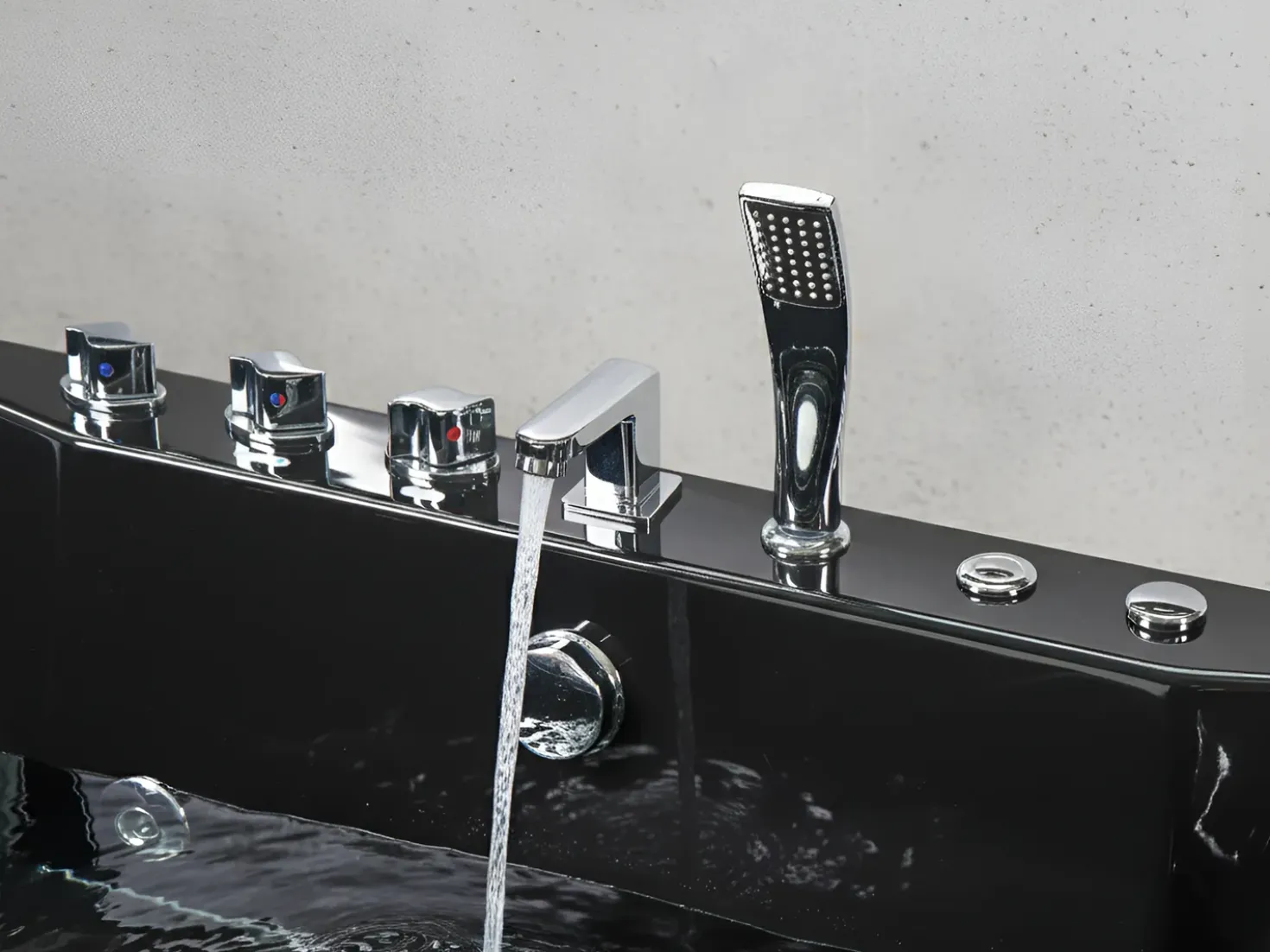 Vasca idromassaggio angolare con LED HAWES 180 x 90 cm Nero