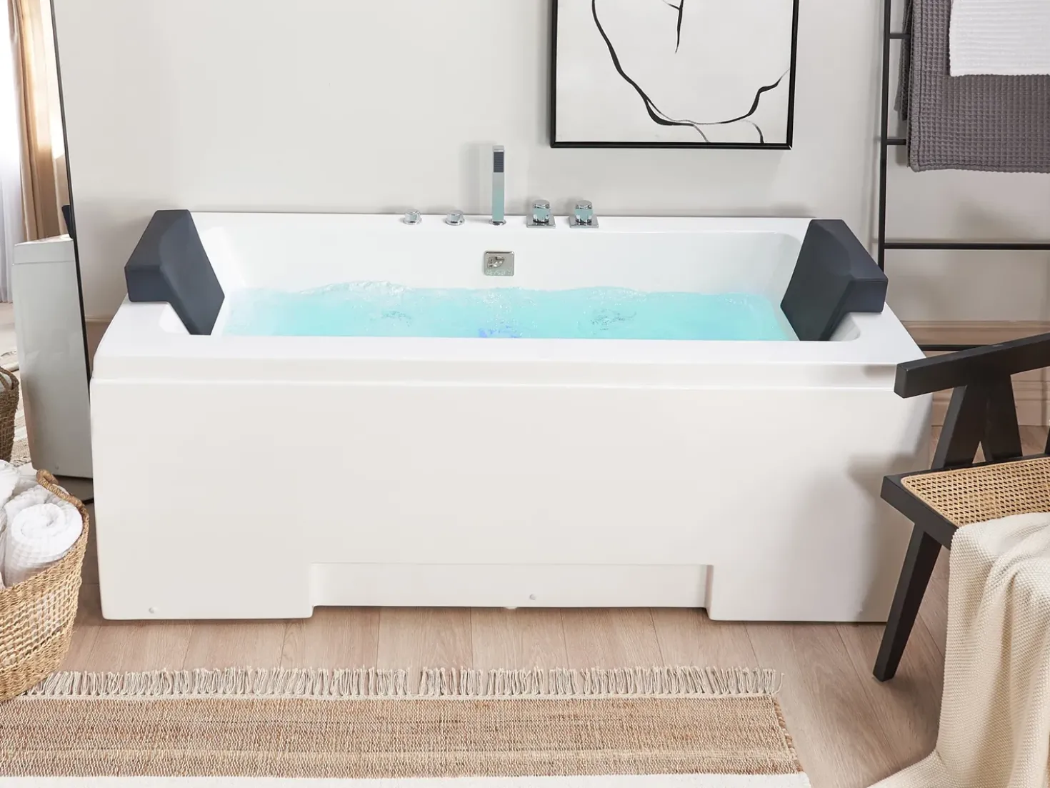 Vasca idromassaggio angolare con LED GALLEY 170 x 75 cm Bianco