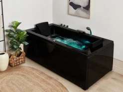 Vasca idromassaggio angolare con LED VARADERO Lato destro 183 x 90 cm Nero