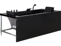 Vasca idromassaggio angolare con LED VARADERO Lato destro 183 x 90 cm Nero