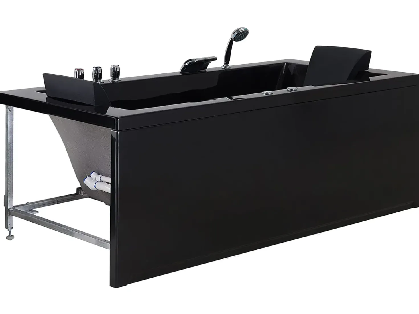 Vasca idromassaggio angolare con LED VARADERO Lato destro 183 x 90 cm Nero