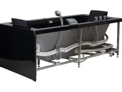 Vasca idromassaggio angolare con LED VARADERO Lato destro 183 x 90 cm Nero