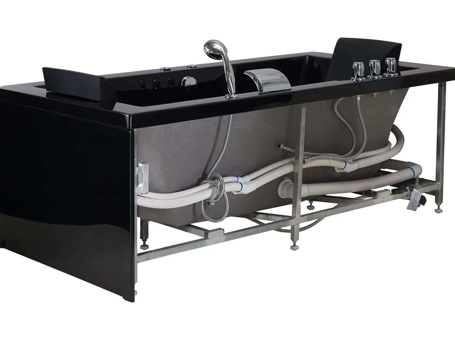 Vasca idromassaggio angolare con LED VARADERO Lato destro 183 x 90 cm Nero