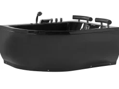 Vasca idromassaggio angolare con LED PARADISO Lato Sinistro 158 x 113 cm Nero