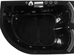 Vasca idromassaggio angolare con LED PARADISO Lato Sinistro 158 x 113 cm Nero