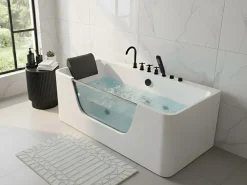 Vasca idromassaggio angolare CAHUITA 160 x 75 cm Bianco