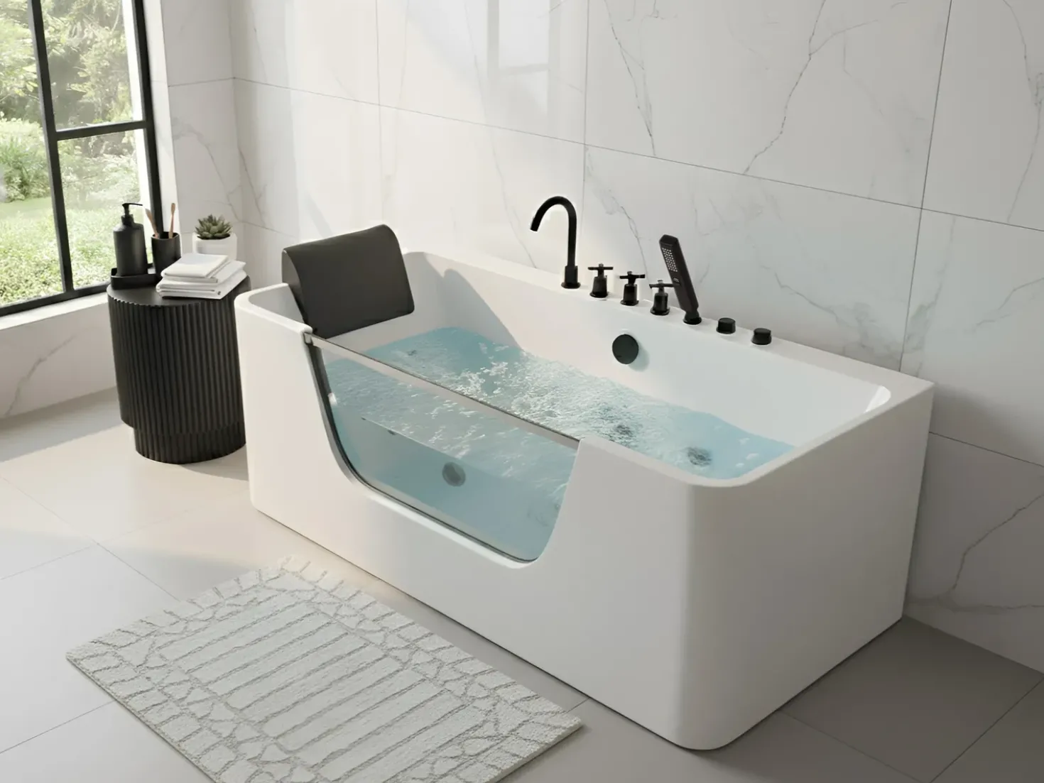 Vasca idromassaggio angolare CAHUITA 160 x 75 cm Bianco