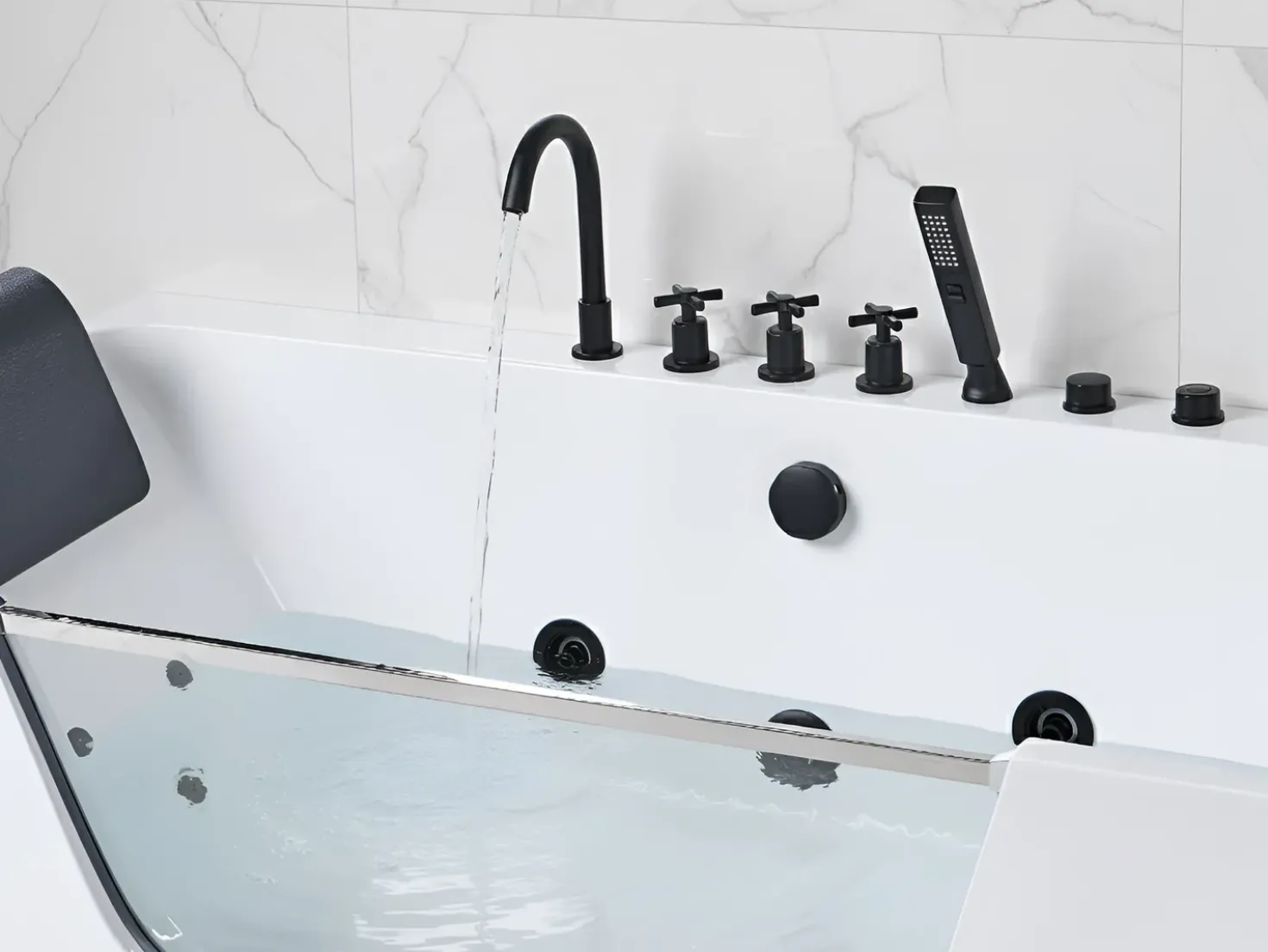 Vasca idromassaggio angolare CAHUITA 160 x 75 cm Bianco