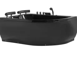 Vasca idromassaggio angolare con LED PARADISO Lato destro 158 x 113 cm Nero