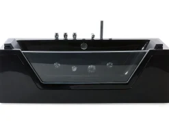 Vasca idromassaggio angolare con LED SAMANA 174 x 79 cm Nero