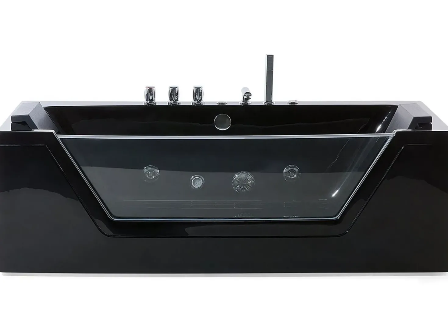 Vasca idromassaggio angolare con LED SAMANA 174 x 79 cm Nero