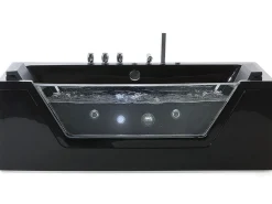 Vasca idromassaggio angolare con LED SAMANA 174 x 79 cm Nero
