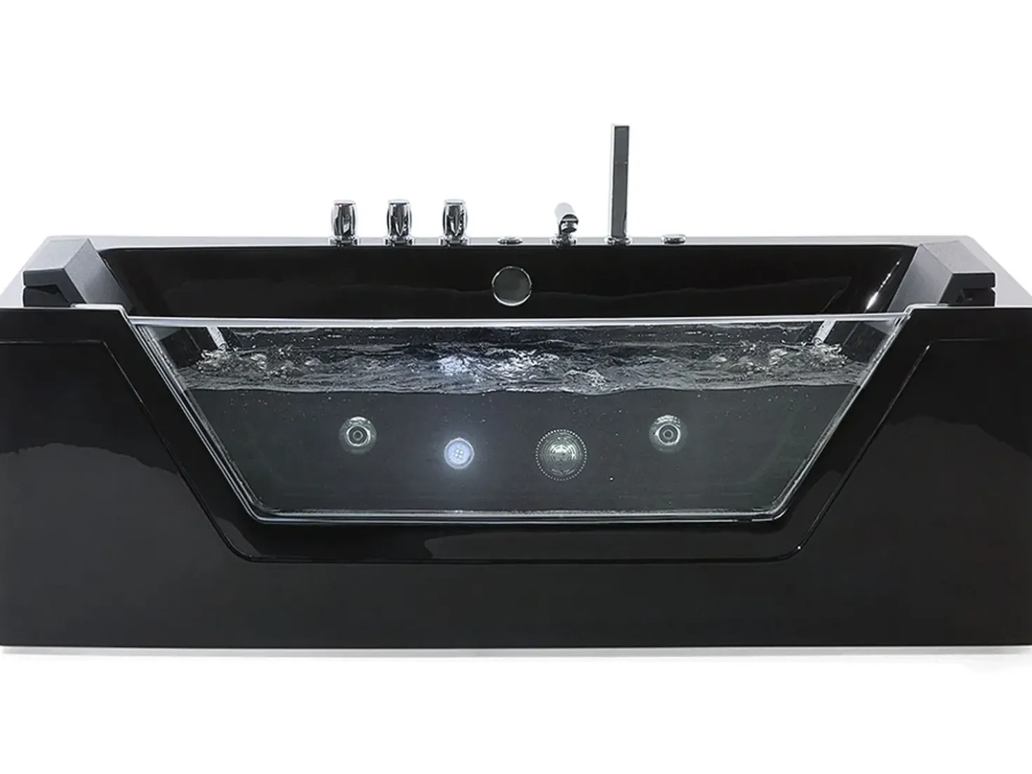 Vasca idromassaggio angolare con LED SAMANA 174 x 79 cm Nero