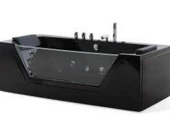 Vasca idromassaggio angolare con LED SAMANA 174 x 79 cm Nero