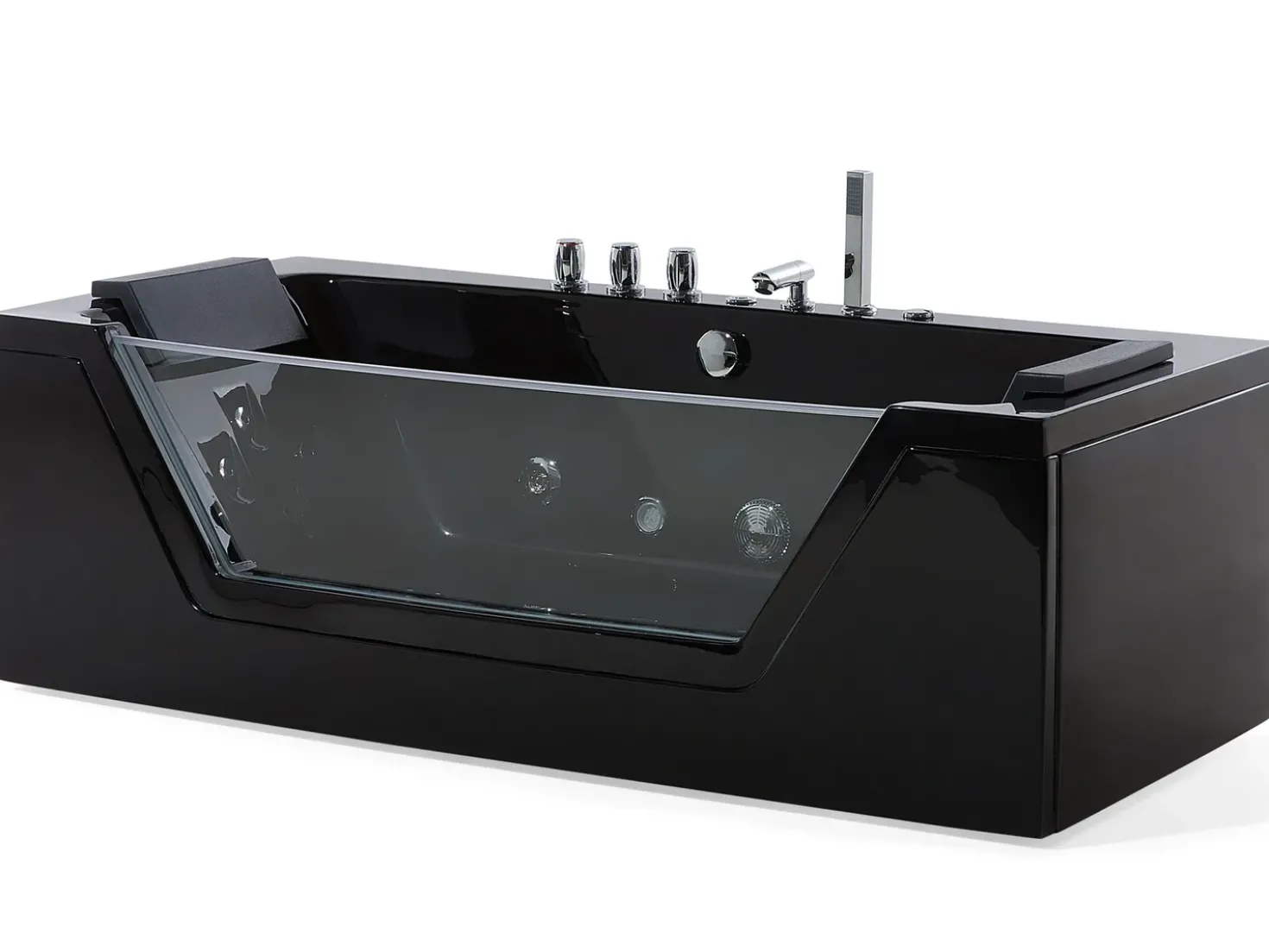 Vasca idromassaggio angolare con LED SAMANA 174 x 79 cm Nero