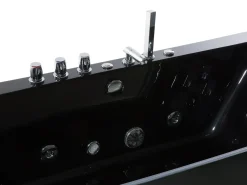 Vasca idromassaggio angolare con LED SAMANA 174 x 79 cm Nero