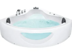 Vasca idromassaggio angolare con LED TOCOA 205 x 146 cm Bianco