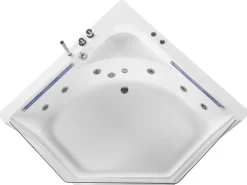 Vasca idromassaggio angolare con LED CACERES 211 x 150 cm Bianco