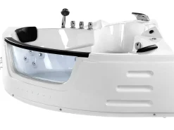 Vasca idromassaggio angolare con LED MARTINICA 214 x 155 cm Bianco