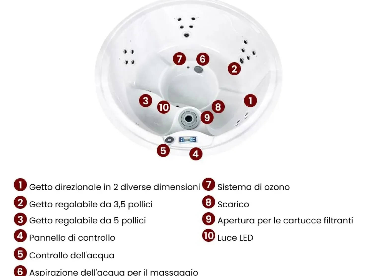 Vasca idromassaggio da esterno con LED MARFIL Grigio scuro