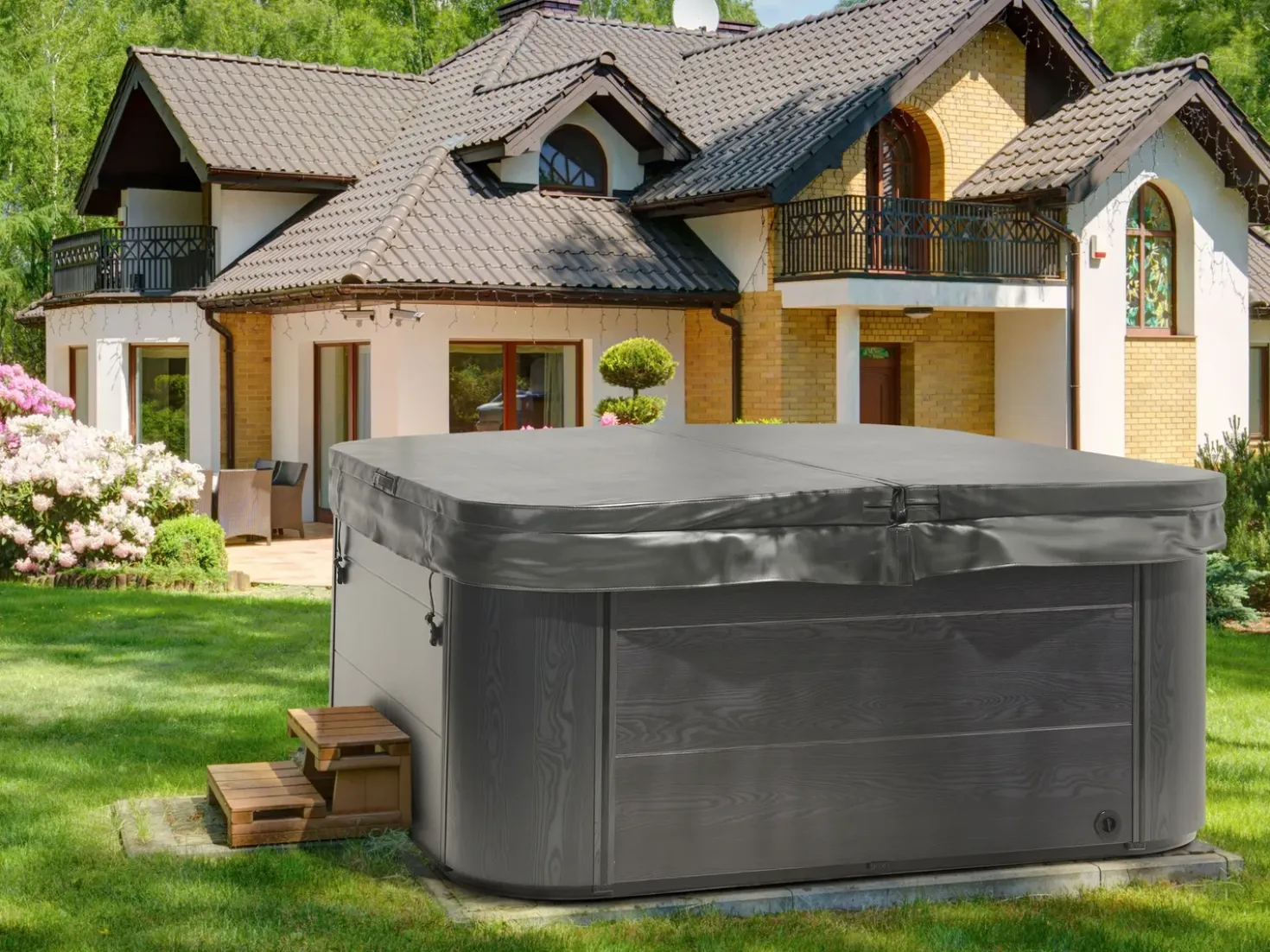 Vasca idromassaggio da esterno con LED TULAROSA Grigio grafite